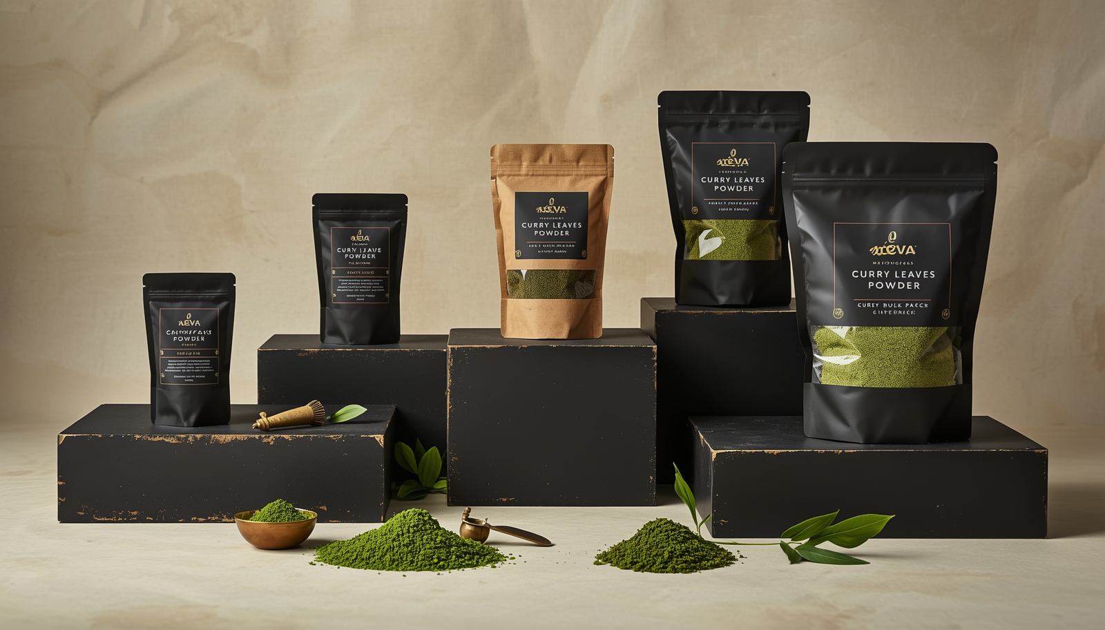 Finely ground organic curry leaves powder, rich in natural aroma