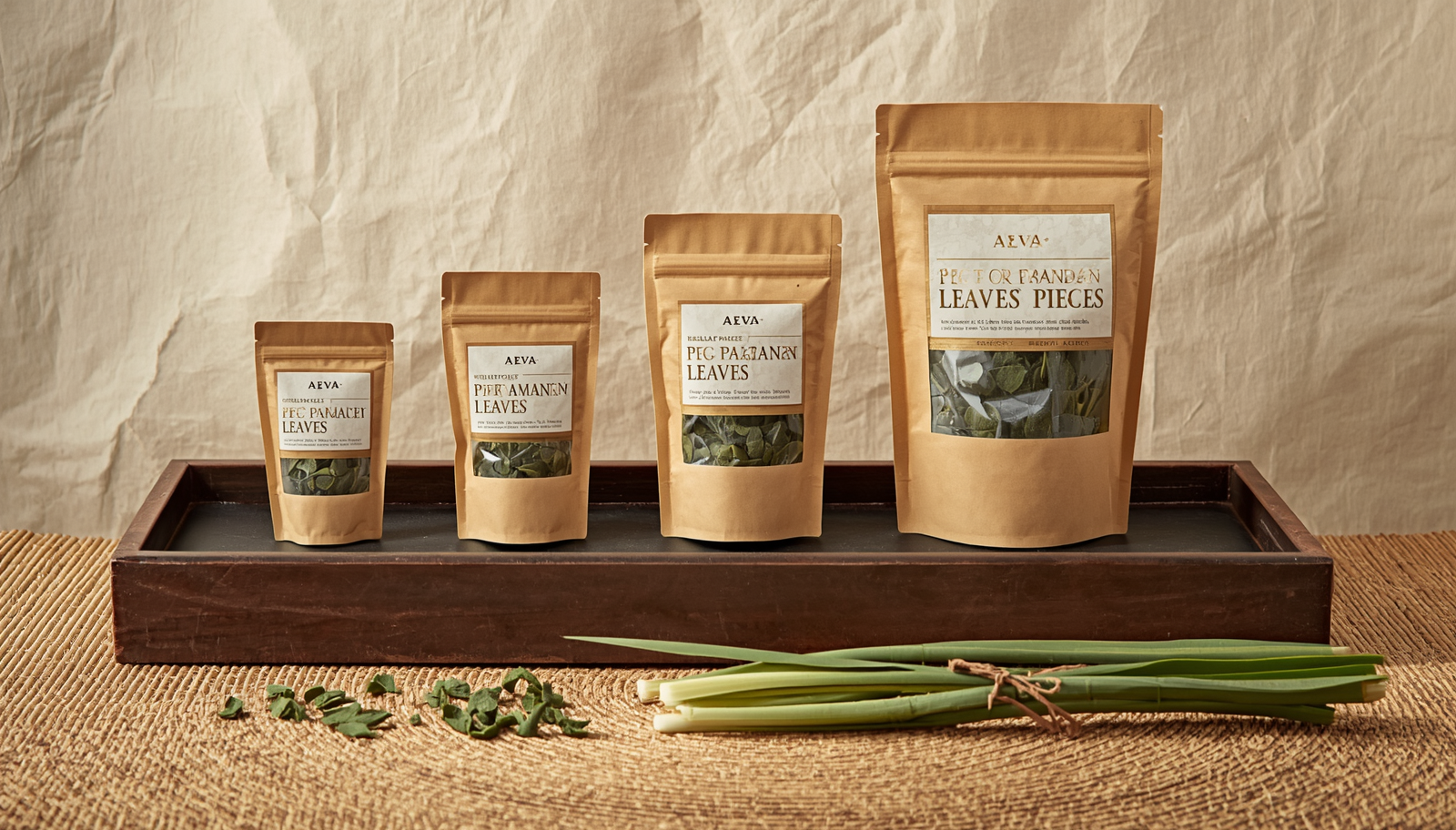 Fragrant pandan leaves, retaining sweet botanical oils and deep colors
